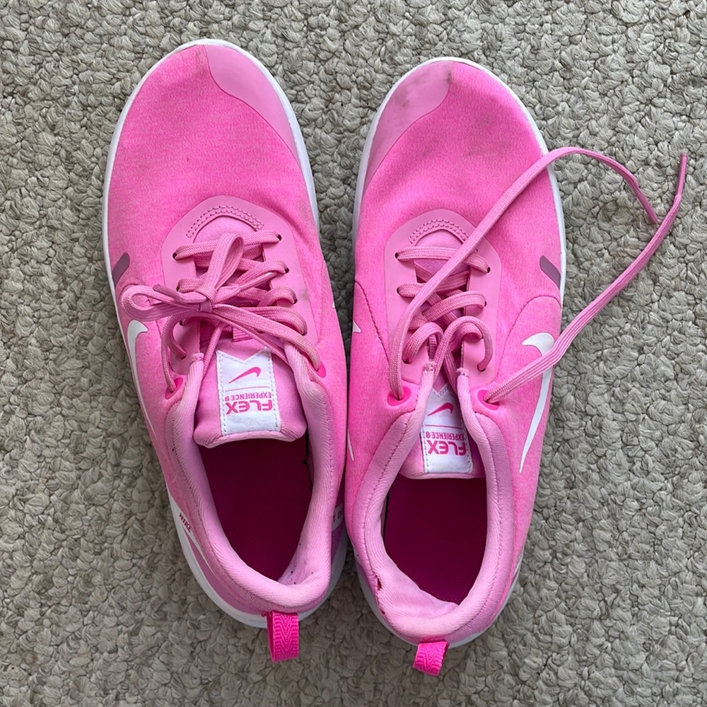 Nike running shoes, pink, size 8
